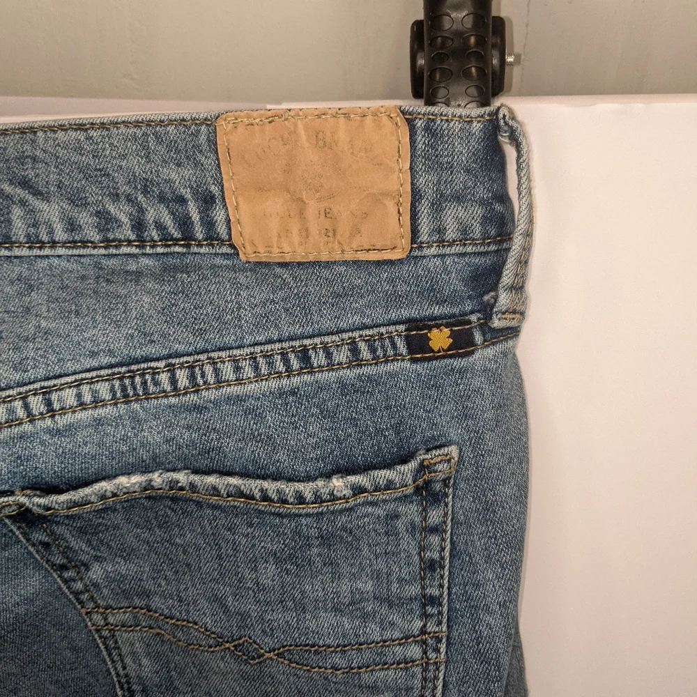 Lucky Brand 4/27 Charlie Skinny Jeans Floral Embroidered Raw Hem Distressed